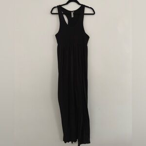 Feathers Black Halter Maxi Sundress